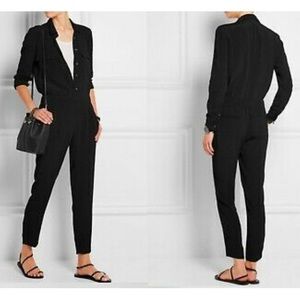 Crepe Pull On Collared Jumpsuit w Front Buttons